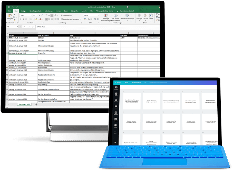 social media redaktionsplan 2020 selbstständige