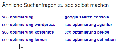 seo selber machen ähnliche suchbegriffe google