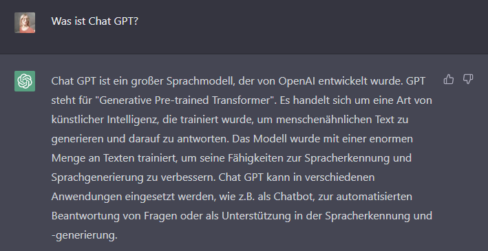 Definition Chat GPT, generiert durch Chat GPT