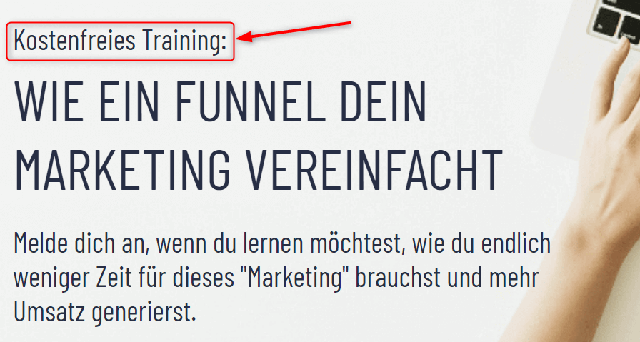 Landingpage Optimierung Teaser-Zeile