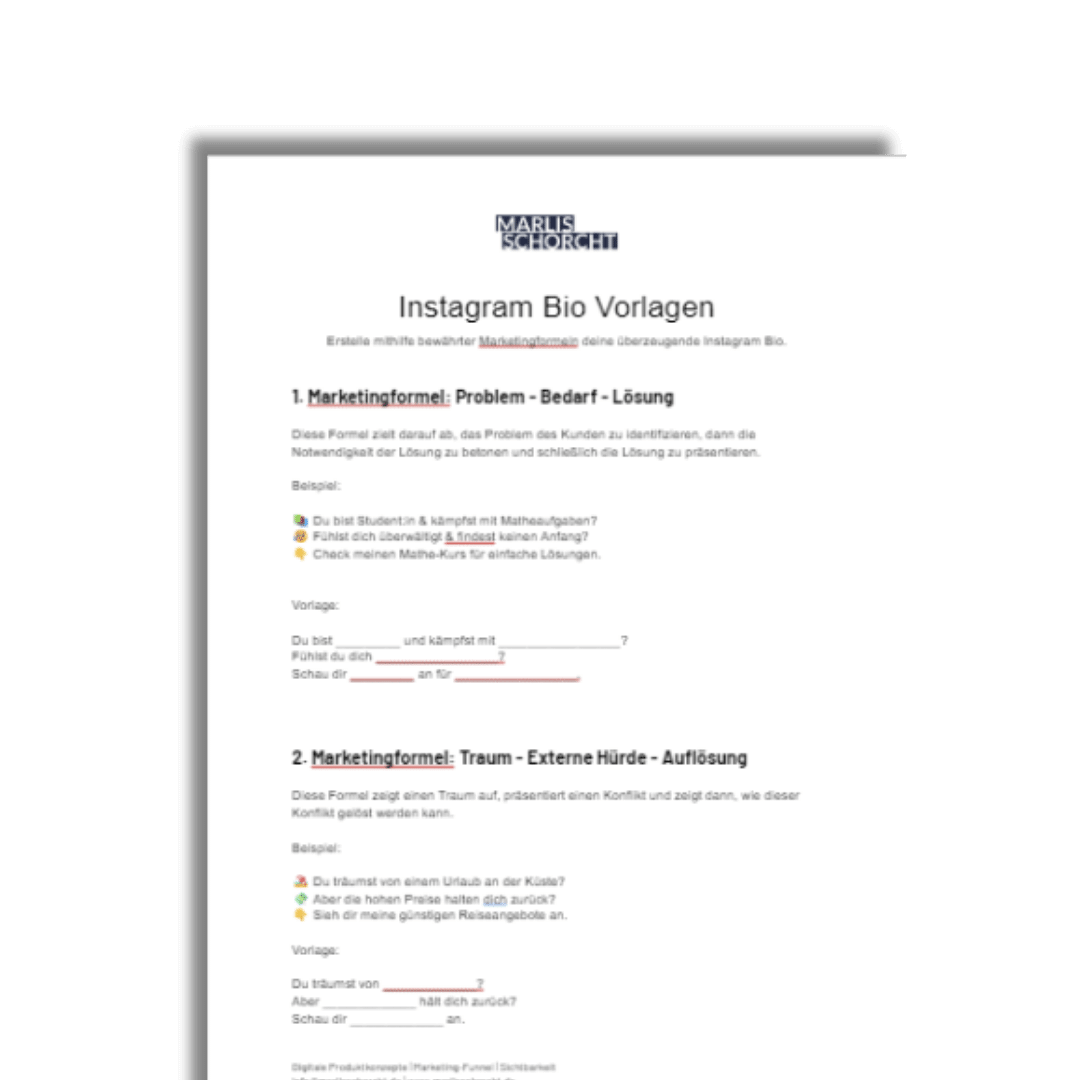 Instagram Steckbrief Vorlagen Ideen Marketingformel